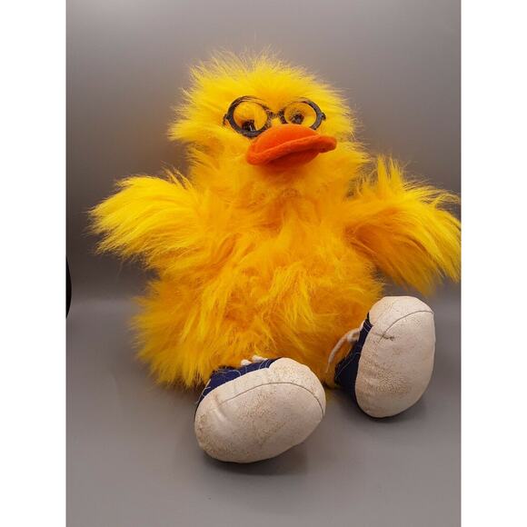 Vintage GANZ Archie Large Fuzzy Yellow Chicke Duck Glasses Sneakers H459 1988 - Picture 1 of 12